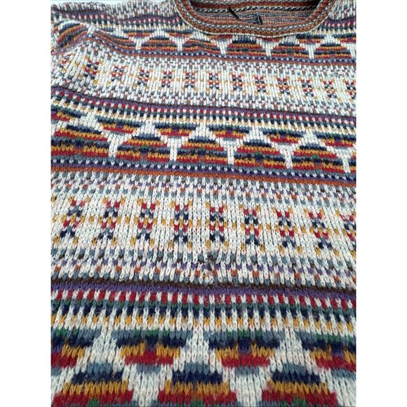 Vintage MG 100% Virgin Wool Wintuk Sweater Mens Large Boho Aztec Mexican Colors - Picture 10 of 10